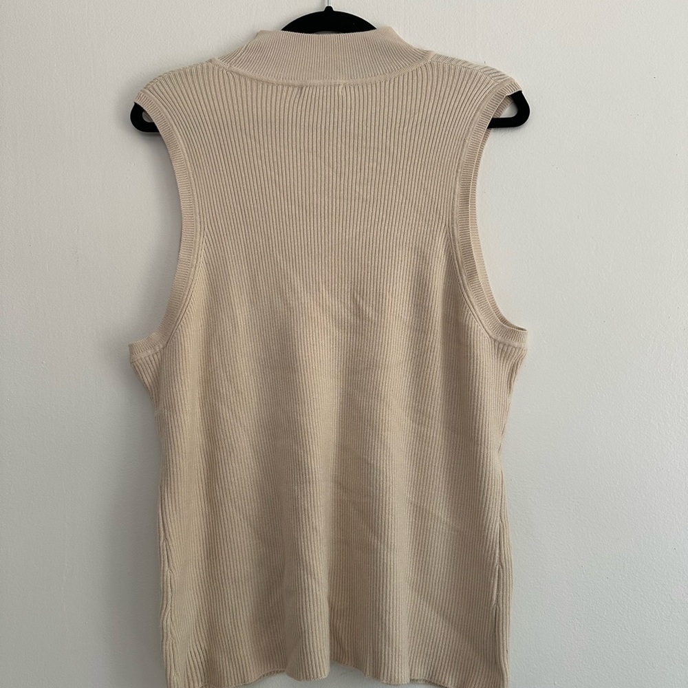 Ophelia Roe Sleeveless Ribbed Knit Top - Cream - Picture 2 of 3